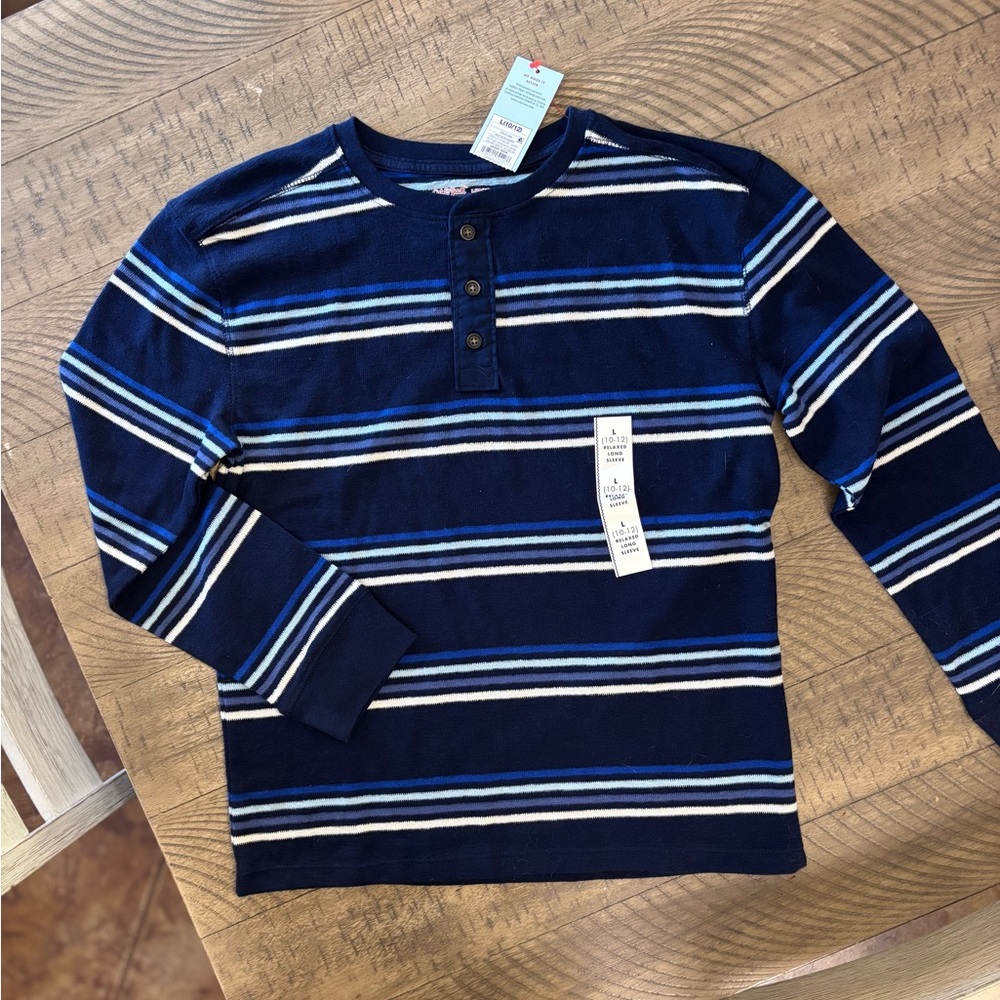 NWT OshKosh B'gosh Navy and White Striped Henley